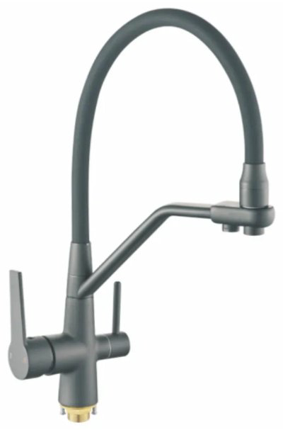 Смеситель с гибким изливом Rainsberg R603CY-2, латунь, цвет графит - ForteMarket Смеситель с гибким изливом Rainsberg R603CY-2, латунь, цвет графит купить,65900