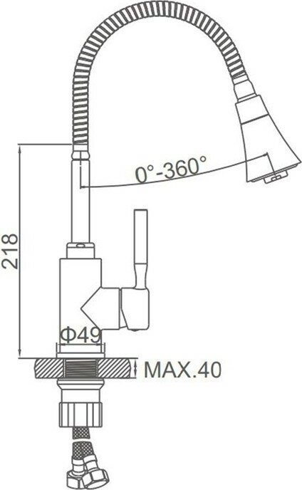 Смеситель с гибким изливом Accoona 9890АT-1, латунь, цвет серый купить,NaN
