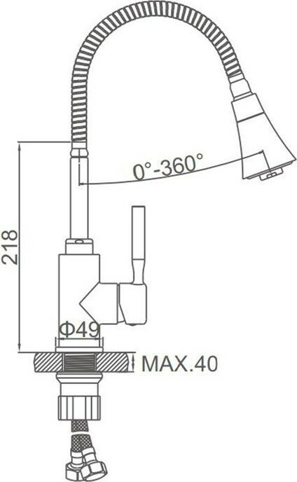 Смеситель с гибким изливом Accoona 9890АT-1, латунь, цвет серый купить,NaN