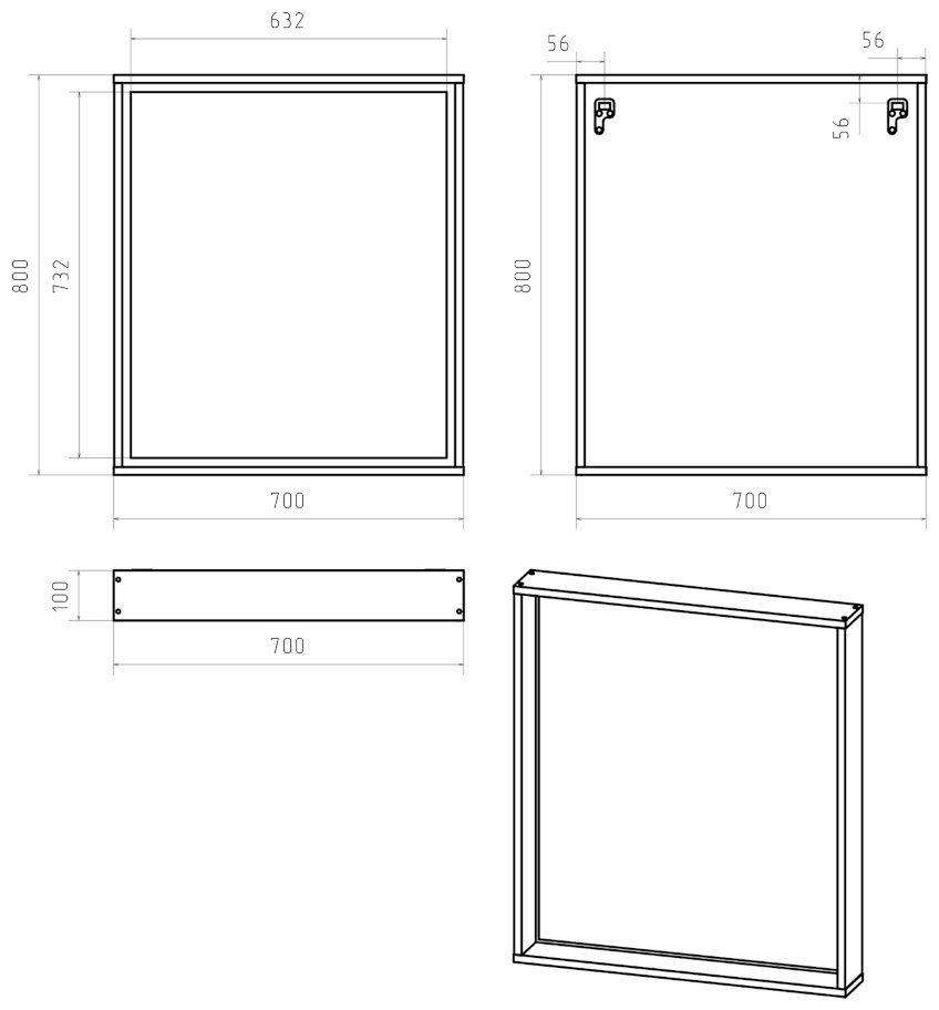 Зеркало настенное 70x80 см купить,0