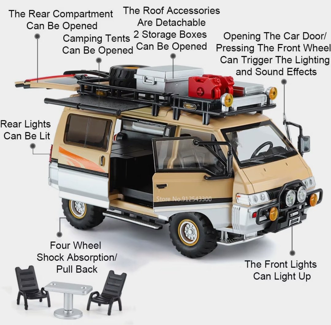 Машина 198 TOYS 1:24 Мицубиси Delica Camping RV DJ-8682;, пластик, мультиколор