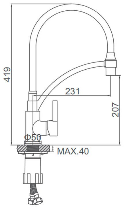 Смеситель с гибким изливом Accoona A4890F-3, латунь, цвет черный купить,NaN