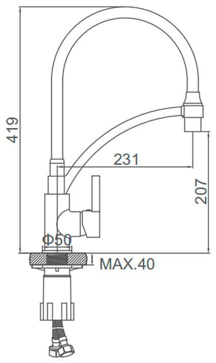Смеситель с гибким изливом Accoona A4890F-3, латунь, цвет черный купить,NaN
