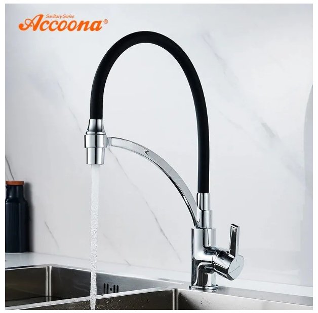 Смеситель с гибким изливом Accoona A4890F-3, латунь, цвет черный купить,NaN