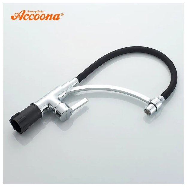 Смеситель с гибким изливом Accoona A4890F-3, латунь, цвет черный купить,NaN