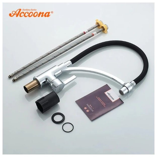 Смеситель с гибким изливом Accoona A4890F-3, латунь, цвет черный купить,NaN