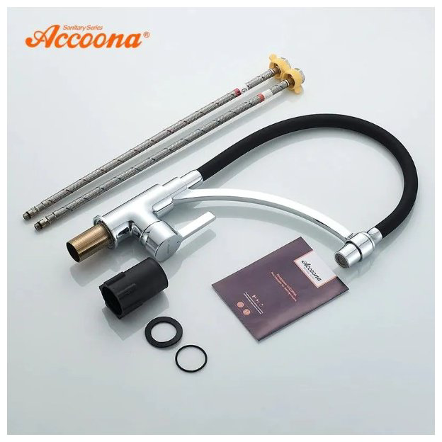 Смеситель с гибким изливом Accoona A4890F-3, латунь, цвет черный купить,NaN