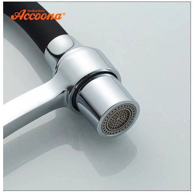 Смеситель с гибким изливом Accoona A4890F-3, латунь, цвет черный купить,NaN