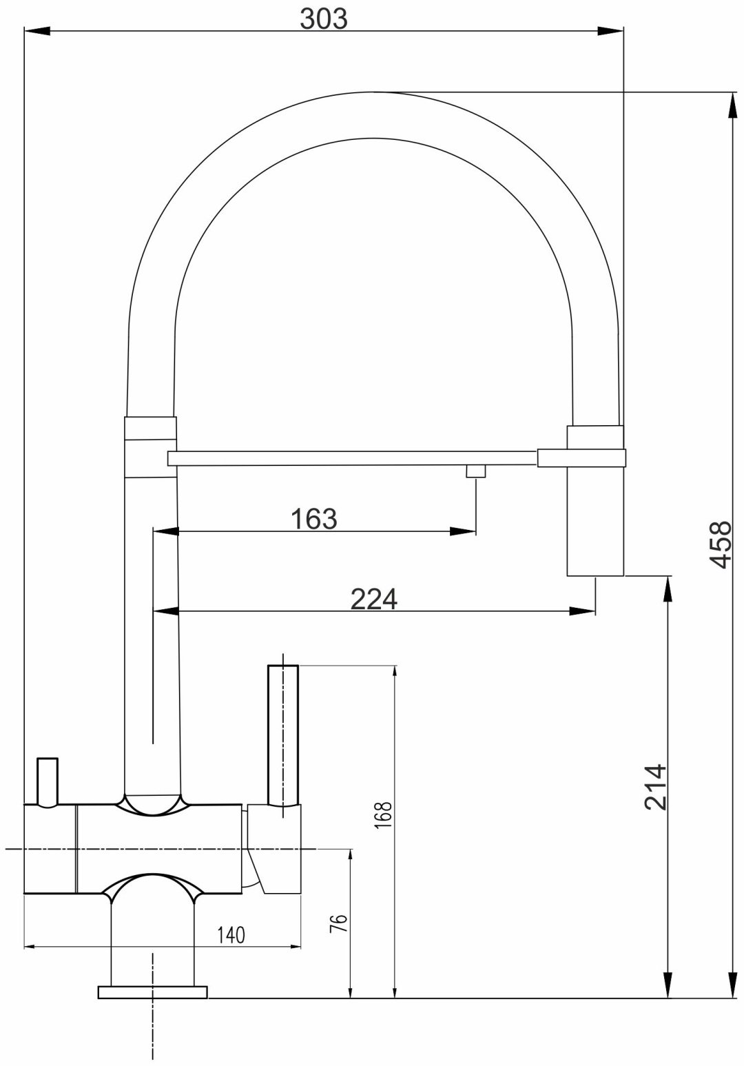 Смеситель для кухни (мойки) Оптима О47(1)59BL, однозахватный