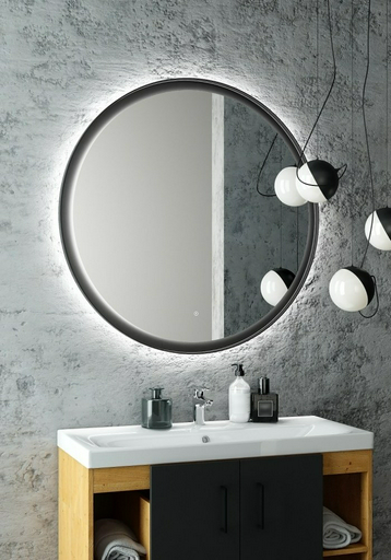 Зеркало настенное Континент Planet black LED 80x80см