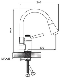 Смеситель с гибким изливом Potato P52233-10, цинк, цвет серый, хром