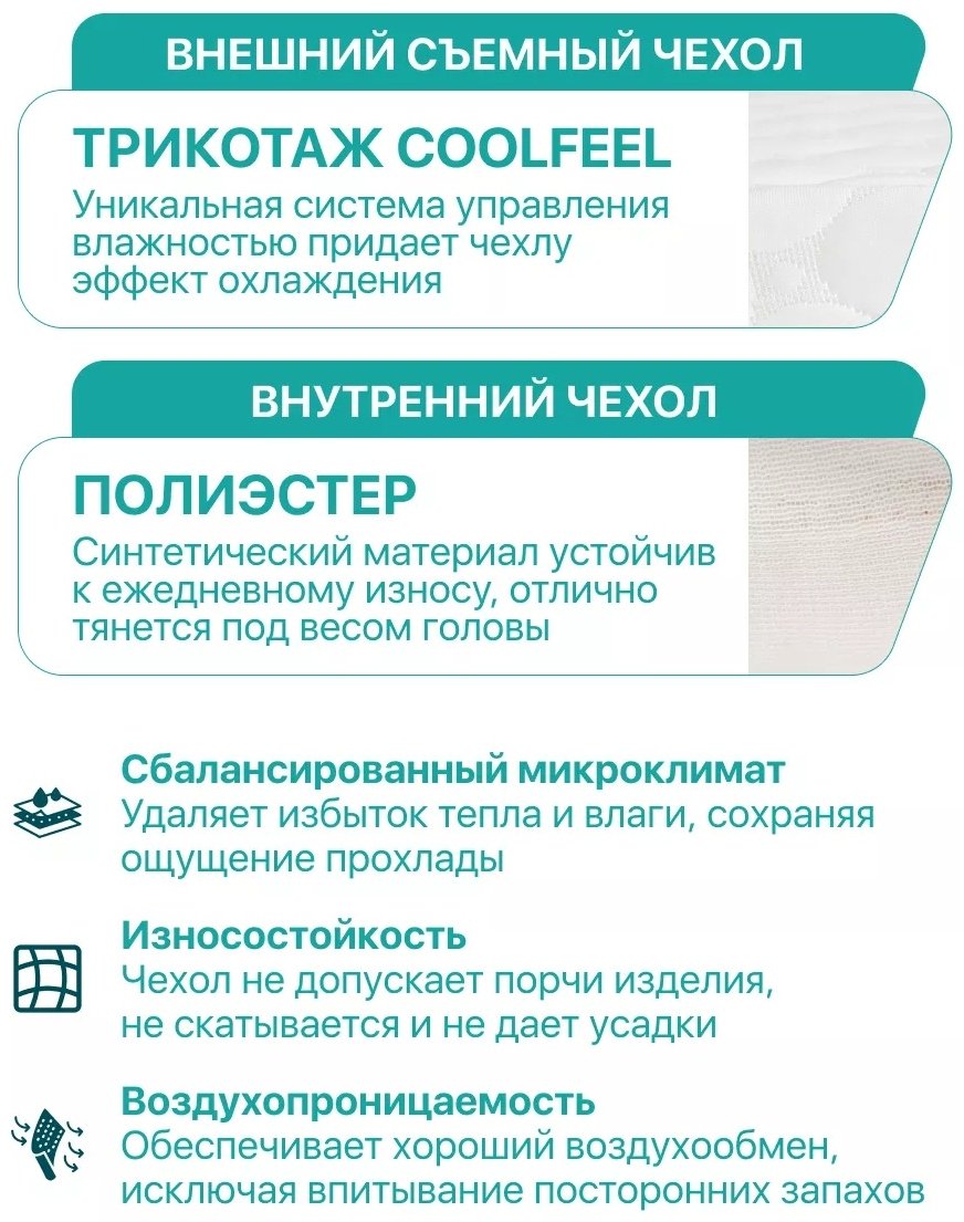 Ортопедическая подушка Askona 39x59 см, пена с памятью формы