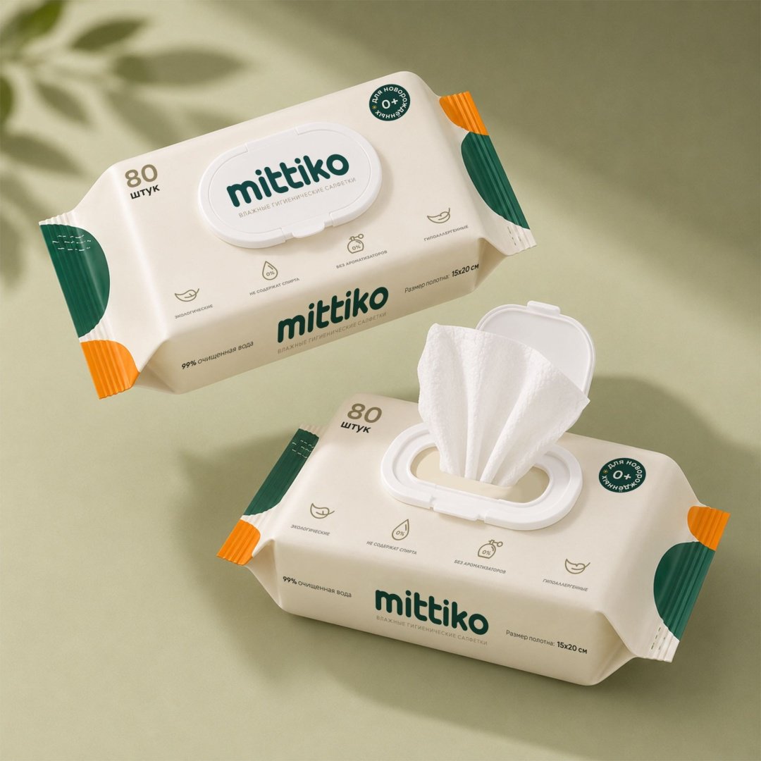 Детские влажные салфетки Mittiko Нежная забота 80x2 шт - ForteMarket Детские влажные салфетки Mittiko Нежная забота 80x2 шт купить,NaN