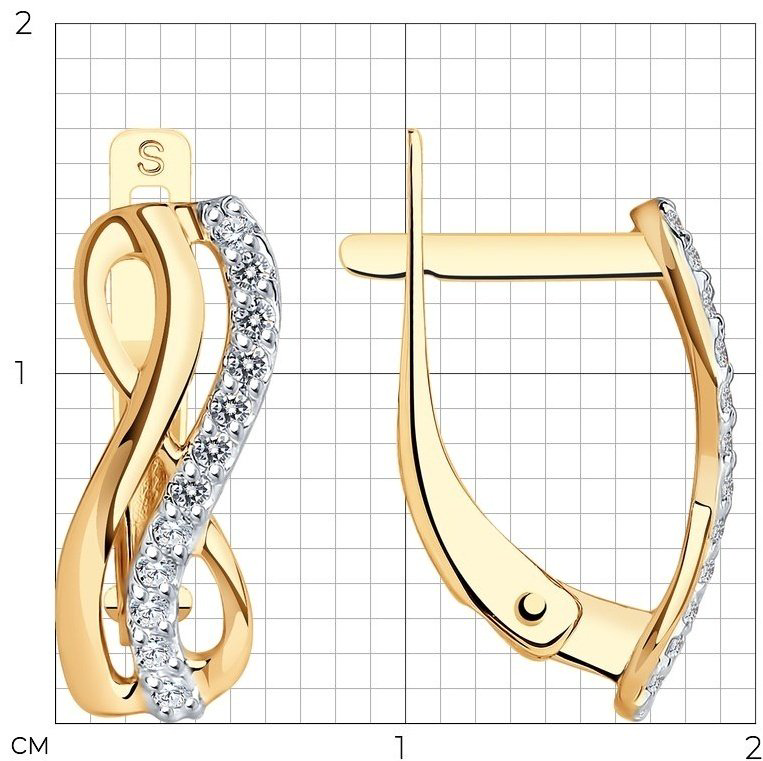 Серьги SOKOLOV 027155 вес 1.56 г золото, фианит купить,159000