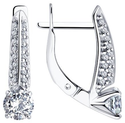 Серьги Diamant 94-120-02130-1 вес 2.74 г серебро, фианит купить,NaN