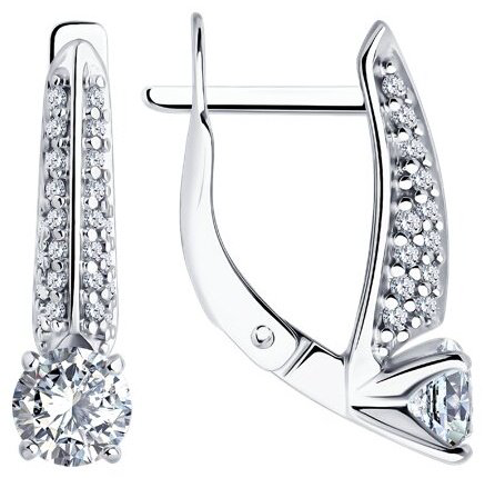 Серьги Diamant 94-120-02130-1 вес 2.74 г серебро, фианит купить,NaN