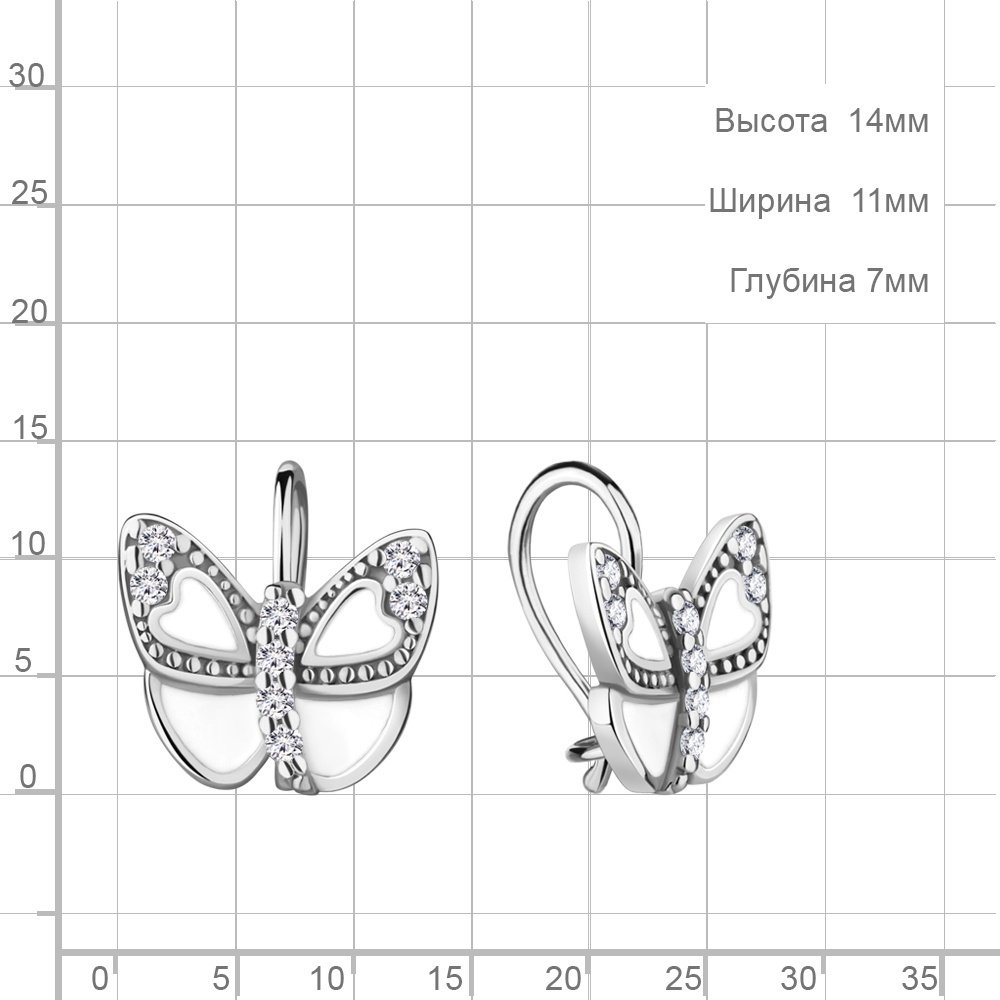 Серьги AQUAMARINE 49076А_skazka_1 вес 1.65 г серебро, эмаль, фианит купить,NaN