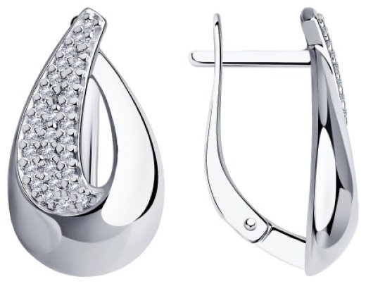 Серьги Diamant 94-120-00729-1 вес 4.3 г серебро, фианит купить,NaN
