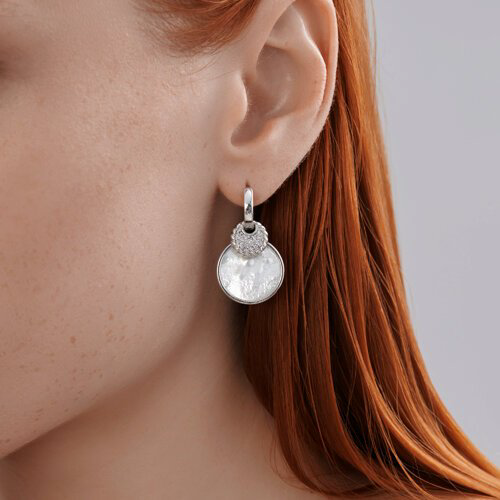 Серьги Diamant 94-321-02303-1 вес 6.57 г серебро, перламутр, фианит купить,NaN