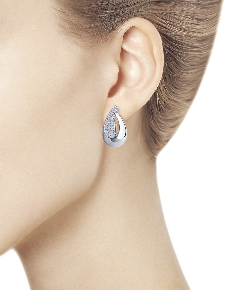 Серьги Diamant 94-120-00729-1 вес 4.3 г серебро, фианит купить,NaN