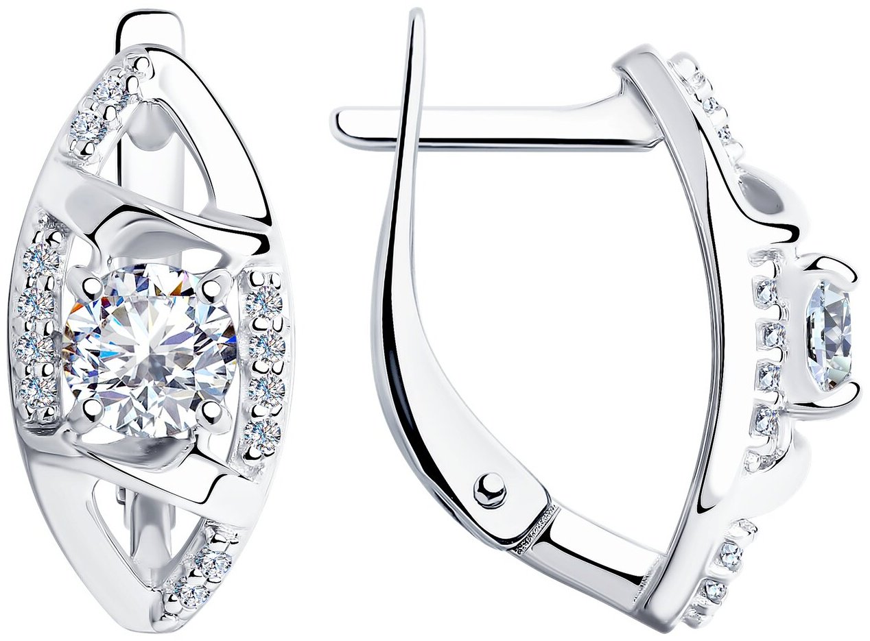Серьги Diamant 94-120-00733-1 вес 3.38 г серебро, фианит купить,NaN