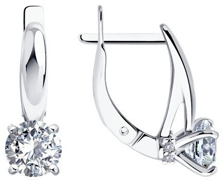 Серьги Diamant 94-120-02133-1 вес 2.65 г серебро, фианит купить,NaN