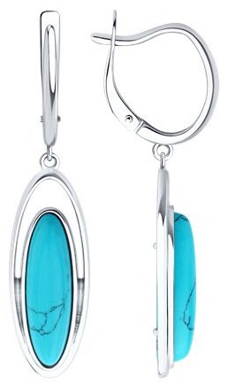 Серьги Diamant 94-321-02375-1 вес 6.01 г серебро, бирюза купить,NaN