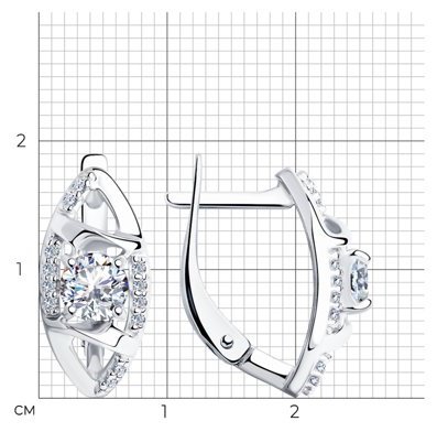 Серьги Diamant 94-120-00733-1 вес 3.38 г серебро, фианит купить,NaN