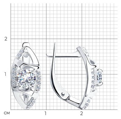 Серьги Diamant 94-120-00733-1 вес 3.38 г серебро, фианит купить,NaN