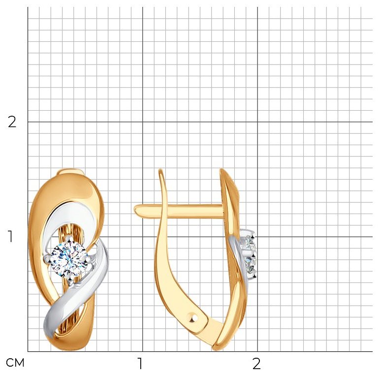 Серьги SOKOLOV 027259 вес 2.03 г золото, фианит купить,NaN
