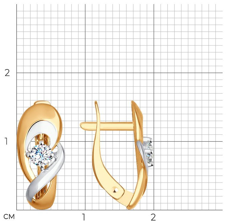 Серьги SOKOLOV 027259 вес 2.03 г золото, фианит купить,NaN