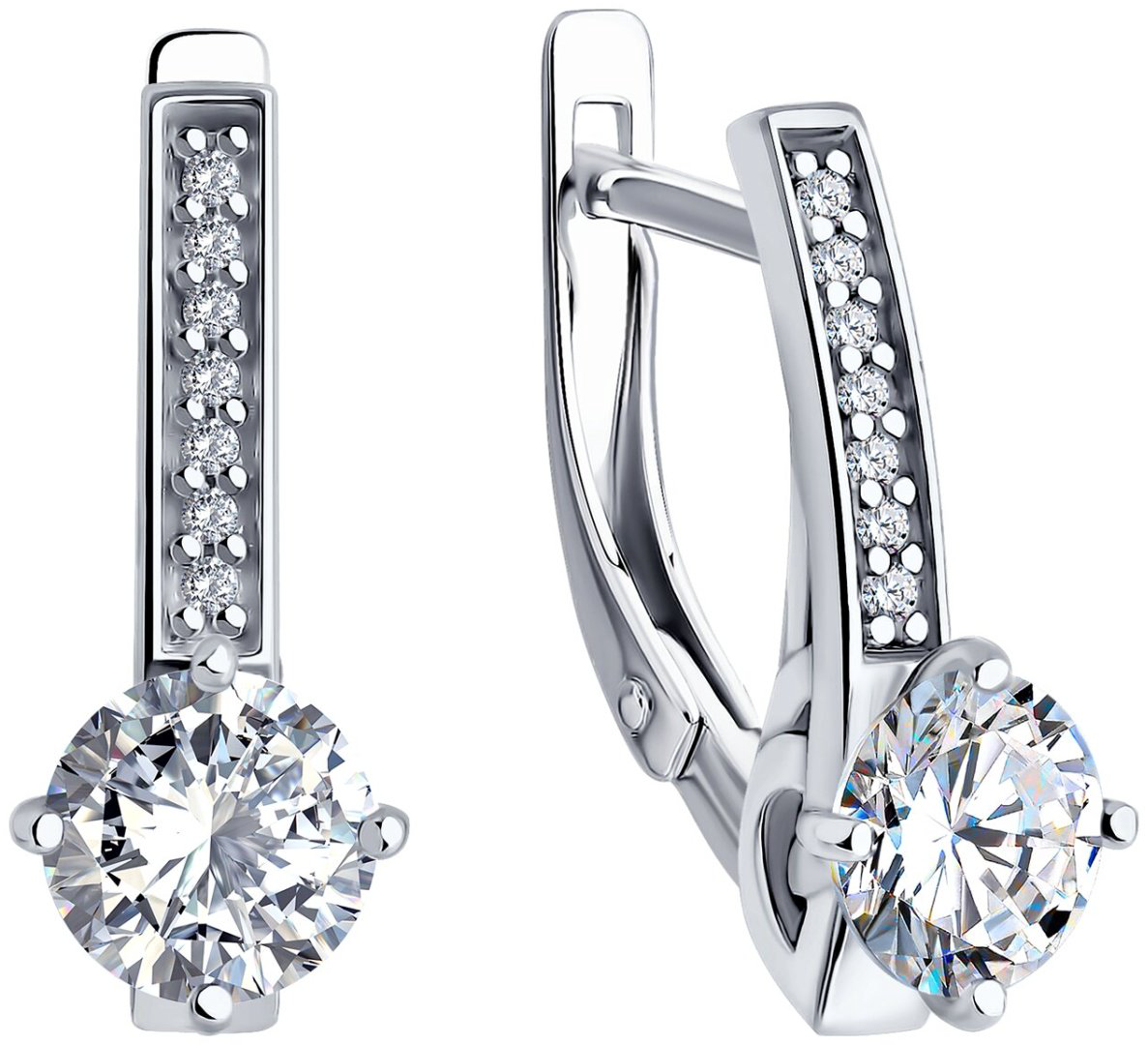 Серьги Diamant 94-120-02135-1 вес 2.98 г серебро, фианит купить,NaN
