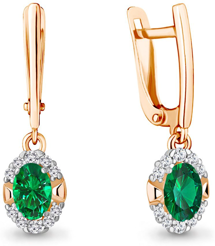 Серьги AQUAMARINE 49302АГ вес 2.3 г серебро, наноизумруд купить,NaN