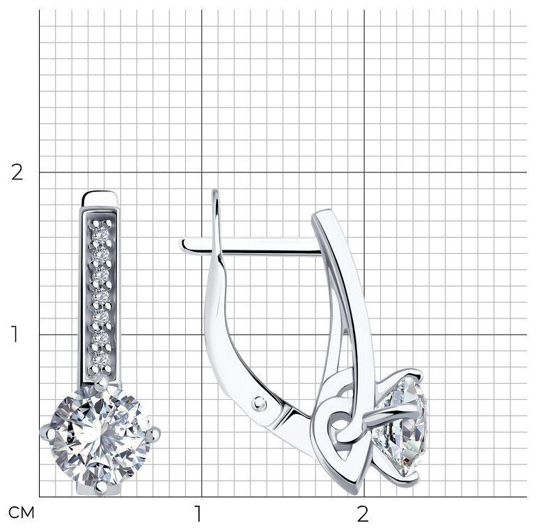 Серьги Diamant 94-120-02135-1 вес 2.98 г серебро, фианит купить,NaN