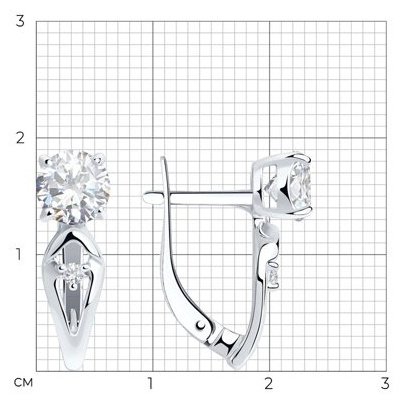 Серьги Diamant 94-120-00741-1 вес 2.7 г серебро, фианит купить,NaN