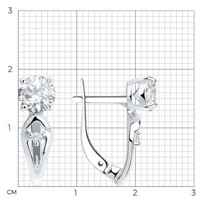 Серьги Diamant 94-120-00741-1 вес 2.7 г серебро, фианит купить,NaN