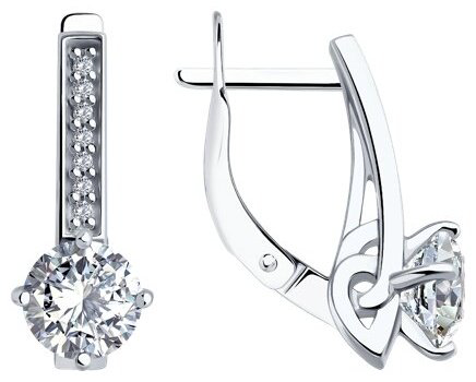 Серьги Diamant 94-120-02135-1 вес 3 г серебро, фианит купить,NaN