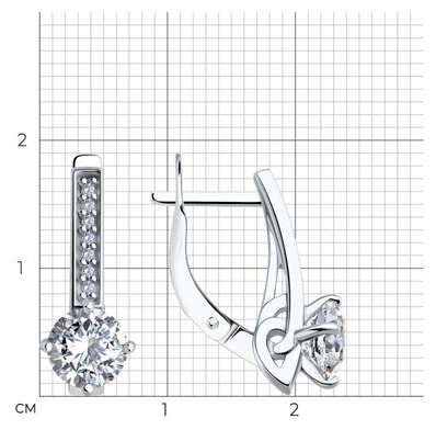 Серьги Diamant 94-120-02135-1 вес 3 г серебро, фианит купить,NaN