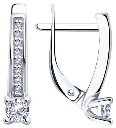 Серьги Diamant 94-120-01573-1_2,34 вес 2.34 г серебро, фианит купить,NaN