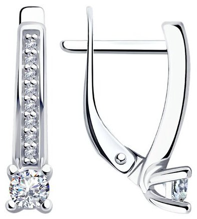 Серьги Diamant 94-120-01573-1_2,34 вес 2.34 г серебро, фианит купить,NaN