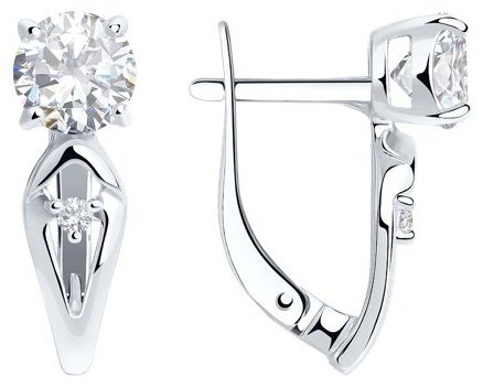 Серьги Diamant 94-120-00741-1 вес 2.79 г серебро, фианит купить,NaN