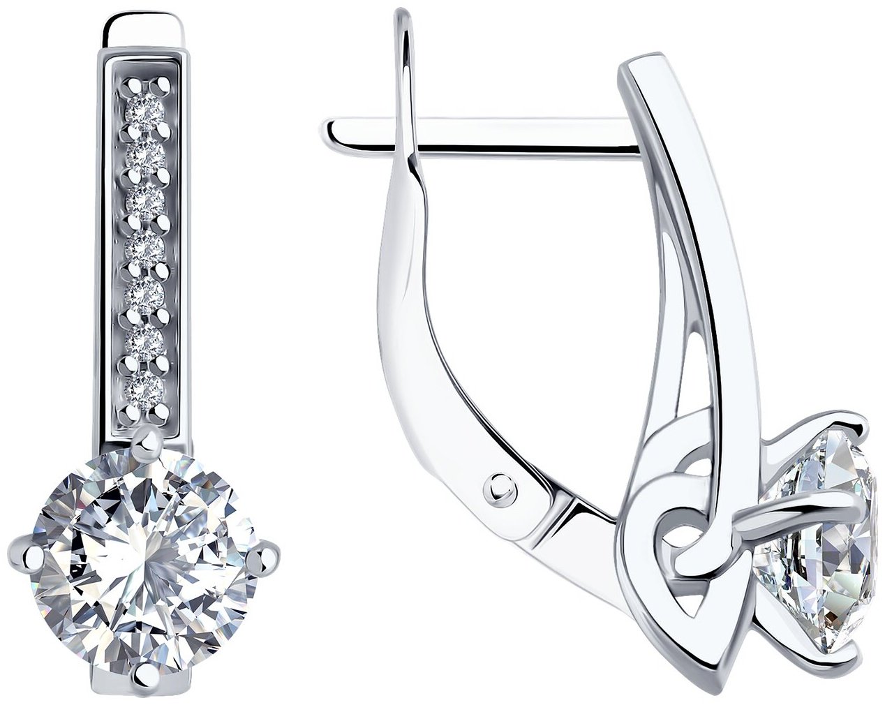 Серьги Diamant 94-120-02135-1 вес 3.01 г серебро, фианит купить,NaN