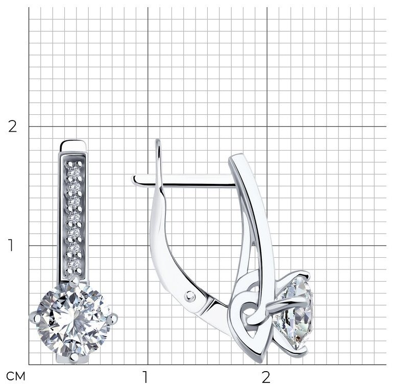 Серьги Diamant 94-120-02135-1 вес 3.01 г серебро, фианит купить,NaN