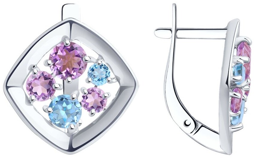Серьги Diamant 94-320-00989-1 вес 3.24 г серебро, топаз купить,NaN