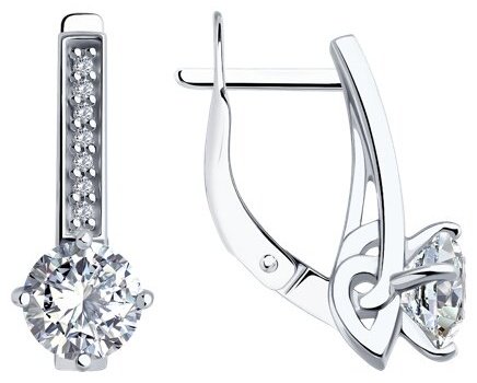 Серьги Diamant 94-120-02135-1 вес 3.17 г серебро, фианит купить,NaN