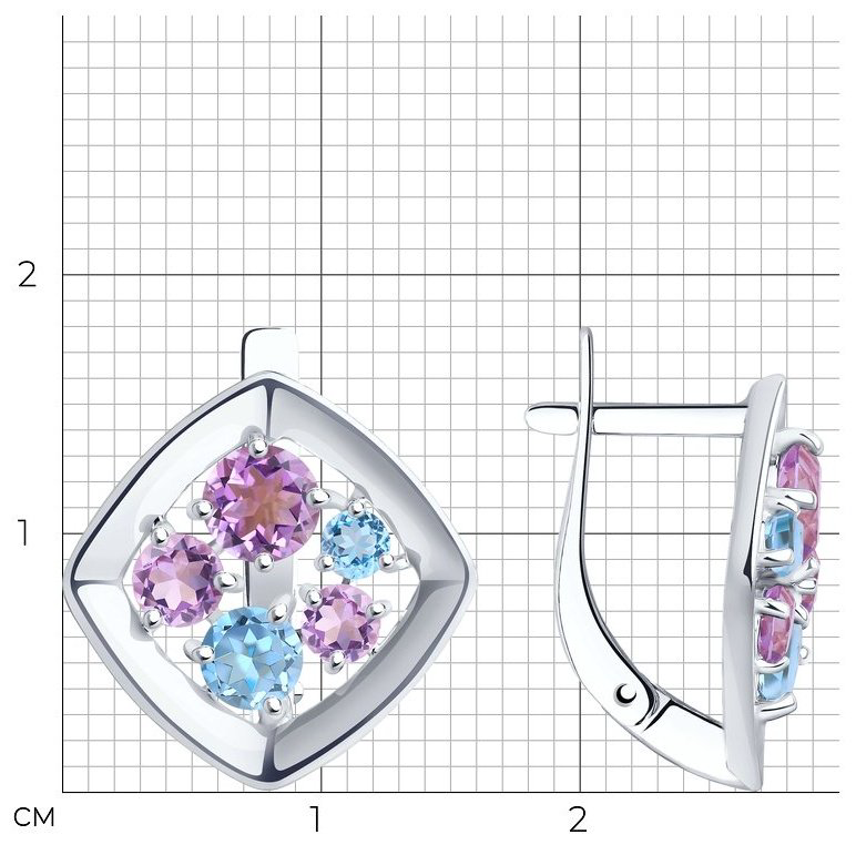 Серьги Diamant 94-320-00989-1 вес 3.24 г серебро, топаз купить,NaN