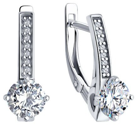 Серьги Diamant 94-120-02135-1 вес 3.17 г серебро, фианит купить,NaN