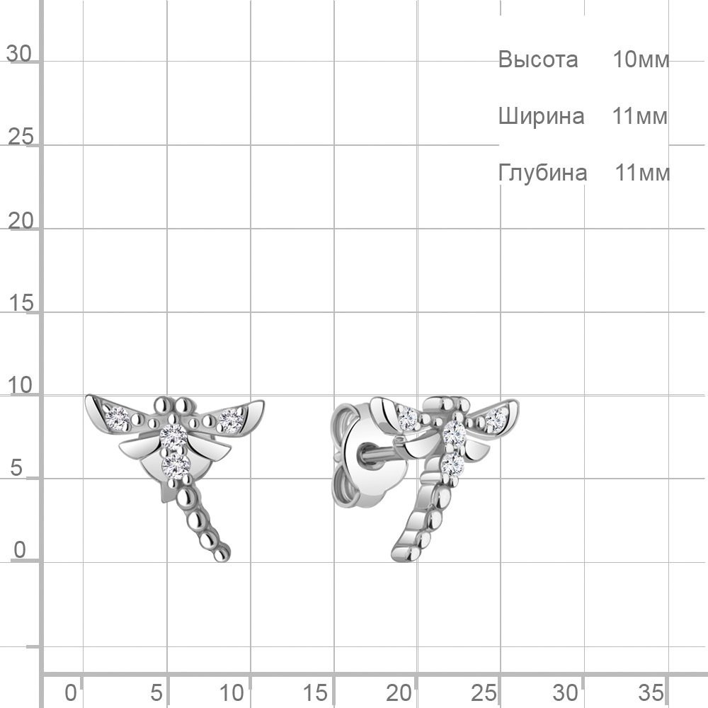 Серьги AQUAMARINE 49386А вес 1.1 г серебро, фианит купить,NaN