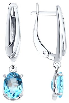 Серьги Diamant 94-321-02682-1 вес 3.69 г серебро, топаз купить,NaN