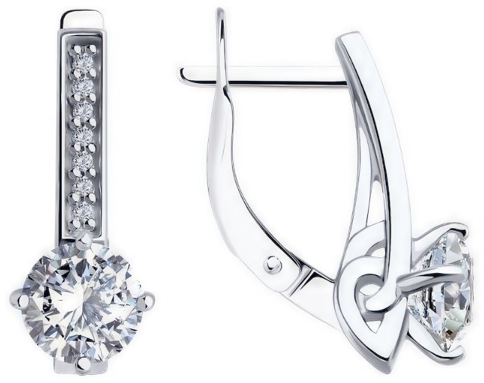 Серьги Diamant 94-120-02135-1_3,1 вес 3.1 г серебро, фианит купить,NaN